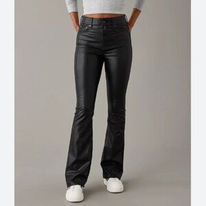 American Eagle Faux-Leather Flare Pants 16